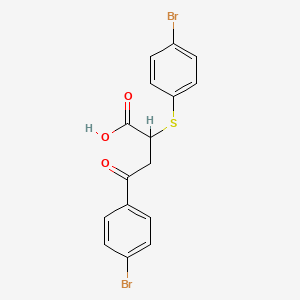 molecular formula C16H12Br2O3S B2613046 4-(4-Bromophenyl)-2-[(4-bromophenyl)sulfanyl]-4-oxobutanoic acid CAS No. 301193-64-6