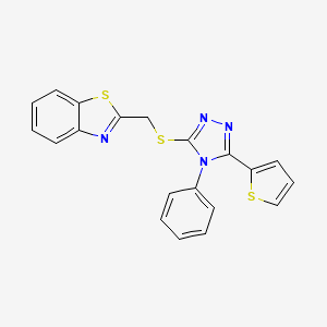 molecular formula C20H14N4S3 B2613049 2-({[4-phenyl-5-(thiophen-2-yl)-4H-1,2,4-triazol-3-yl]sulfanyl}methyl)-1,3-benzothiazole CAS No. 452293-84-4