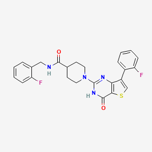 molecular formula C25H22F2N4O2S B2613066 N-(2-氟苄基)-1-[7-(2-氟苯基)-4-氧代-3,4-二氢噻吩并[3,2-d]嘧啶-2-基]哌啶-4-甲酰胺 CAS No. 1242963-42-3