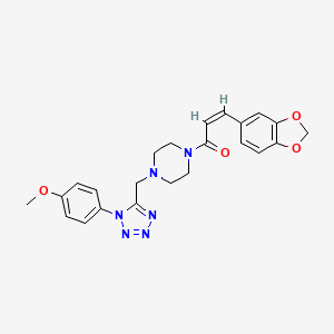 molecular formula C23H24N6O4 B2613070 (Z)-3-(苯并[d][1,3]二氧杂环-5-基)-1-(4-((1-(4-甲氧基苯基)-1H-四唑-5-基)甲基)哌嗪-1-基)丙-2-烯-1-酮 CAS No. 1049456-22-5