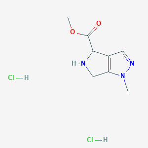 molecular formula C8H13Cl2N3O2 B2613088 Methyl 1-methyl-5,6-dihydro-4H-pyrrolo[3,4-c]pyrazole-4-carboxylate;dihydrochloride CAS No. 2309447-75-2