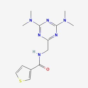 molecular formula C13H18N6OS B2613097 N-((4,6-bis(dimethylamino)-1,3,5-triazin-2-yl)methyl)thiophene-3-carboxamide CAS No. 2034272-13-2