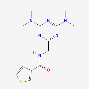 molecular formula C13H18N6OS B2613097 N-((4,6-二甲氨基-1,3,5-三嗪-2-基)甲基)噻吩-3-甲酰胺 CAS No. 2034272-13-2