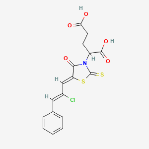 molecular formula C17H14ClNO5S2 B2613108 2-((Z)-5-((Z)-2-氯-3-苯丙烯亚基)-4-氧代-2-硫代噻唑烷-3-基)戊二酸 CAS No. 872696-42-9