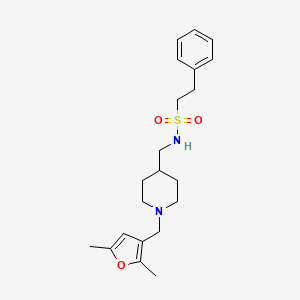 molecular formula C21H30N2O3S B2613111 N-((1-((2,5-二甲基呋喃-3-基)甲基)哌啶-4-基)甲基)-2-苯乙磺酰胺 CAS No. 1323710-31-1