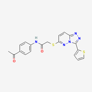 molecular formula C19H15N5O2S2 B2613112 N-(4-acetylphenyl)-2-[(3-thiophen-2-yl-[1,2,4]triazolo[4,3-b]pyridazin-6-yl)sulfanyl]acetamide CAS No. 868966-73-8