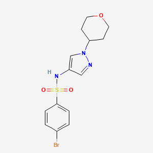 molecular formula C14H16BrN3O3S B2613115 4-bromo-N-(1-(tetrahydro-2H-pyran-4-yl)-1H-pyrazol-4-yl)benzenesulfonamide CAS No. 1797721-63-1
