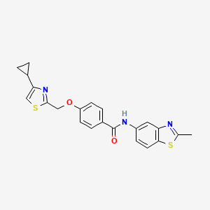 molecular formula C22H19N3O2S2 B2613116 4-((4-cyclopropylthiazol-2-yl)methoxy)-N-(2-methylbenzo[d]thiazol-5-yl)benzamide CAS No. 1251622-45-3