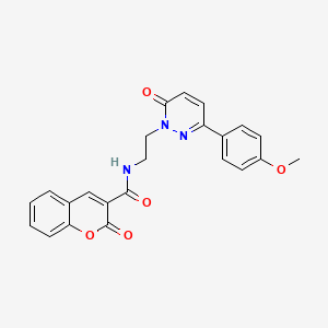 molecular formula C23H19N3O5 B2613134 N-(2-(3-(4-甲氧基苯基)-6-氧代嘧啶并[1,6-b]嘧啶-1(6H)-基)乙基)-2-氧代-2H-色烯-3-甲酰胺 CAS No. 921803-76-1