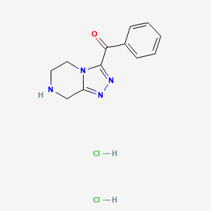 molecular formula C12H14Cl2N4O B2613137 Phenyl(5,6,7,8-tetrahydro-[1,2,4]triazolo[4,3-a]pyrazin-3-yl)methanone;dihydrochloride CAS No. 2470440-77-6