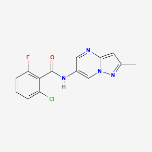 molecular formula C14H10ClFN4O B2613147 2-chloro-6-fluoro-N-(2-methylpyrazolo[1,5-a]pyrimidin-6-yl)benzamide CAS No. 1797977-01-5