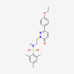 molecular formula C23H27N3O4S B2613152 N-(2-(3-(4-ethoxyphenyl)-6-oxopyridazin-1(6H)-yl)ethyl)-2,4,6-trimethylbenzenesulfonamide CAS No. 921513-87-3