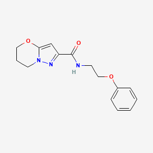 molecular formula C15H17N3O3 B2613154 N-(2-苯氧基乙基)-6,7-二氢-5H-吡唑并[5,1-b][1,3]恶嗪-2-甲酰胺 CAS No. 1448077-55-1
