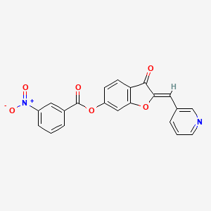 molecular formula C21H12N2O6 B2613160 (Z)-3-oxo-2-(pyridin-3-ylmethylene)-2,3-dihydrobenzofuran-6-yl 3-nitrobenzoate CAS No. 622366-26-1