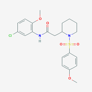 molecular formula C21H25ClN2O5S B2613165 N-(5-chloro-2-methoxyphenyl)-2-(1-((4-methoxyphenyl)sulfonyl)piperidin-2-yl)acetamide CAS No. 1021074-32-7