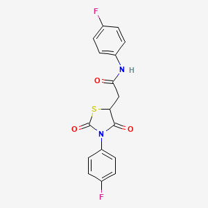 molecular formula C17H12F2N2O3S B2613169 N-(4-fluorophenyl)-2-[3-(4-fluorophenyl)-2,4-dioxo-1,3-thiazolidin-5-yl]acetamide CAS No. 929473-92-7