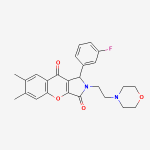 molecular formula C25H25FN2O4 B2613174 1-(3-氟苯基)-6,7-二甲基-2-(2-吗啉乙基)-1,2-二氢苯并[2,3-c]吡咯-3,9-二酮 CAS No. 886163-04-8