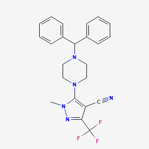 molecular formula C23H22F3N5 B2613175 5-(4-Benzhydrylpiperazin-1-yl)-1-methyl-3-(trifluoromethyl)pyrazole-4-carbonitrile CAS No. 318517-80-5