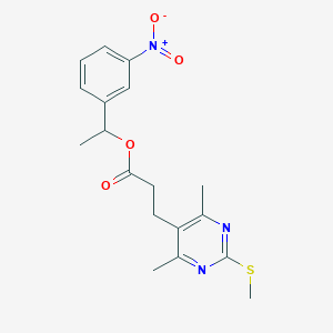 molecular formula C18H21N3O4S B2613178 1-(3-Nitrophenyl)ethyl 3-[4,6-dimethyl-2-(methylsulfanyl)pyrimidin-5-yl]propanoate CAS No. 1110821-03-8