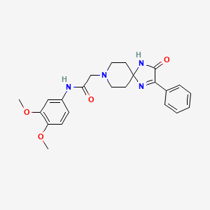 molecular formula C23H26N4O4 B2613179 N-(3,4-dimethoxyphenyl)-2-(3-oxo-2-phenyl-1,4,8-triazaspiro[4.5]dec-1-en-8-yl)acetamide CAS No. 932475-77-9