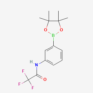 molecular formula C14H17BF3NO3 B2613189 2.2.2-Trifluoro-N-(3-(4.4.5.5-tetramethyl-1-3.2-dioxaborolan-2-ylphenyl)acetamide CAS No. 2490666-14-1