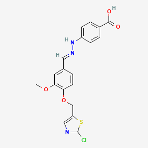 molecular formula C19H16ClN3O4S B2613190 4-[2-((E)-{4-[(2-chloro-1,3-thiazol-5-yl)methoxy]-3-methoxyphenyl}methylidene)hydrazino]benzenecarboxylic acid CAS No. 339018-49-4