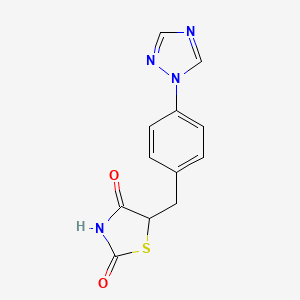 molecular formula C12H10N4O2S B2613193 5-[4-(1H-1,2,4-三唑-1-基)苄基]-1,3-噻唑烷-2,4-二酮 CAS No. 866008-48-2