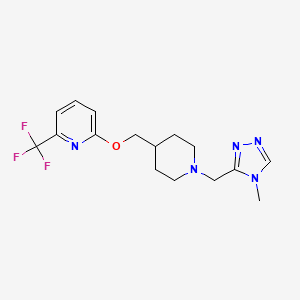 molecular formula C16H20F3N5O B2613206 2-({1-[(4-methyl-4H-1,2,4-triazol-3-yl)methyl]piperidin-4-yl}methoxy)-6-(trifluoromethyl)pyridine CAS No. 2201874-66-8