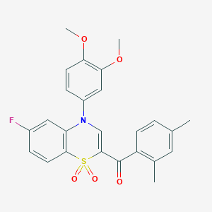 molecular formula C25H22FNO5S B2613207 [4-(3,4-dimethoxyphenyl)-6-fluoro-1,1-dioxido-4H-1,4-benzothiazin-2-yl](2,4-dimethylphenyl)methanone CAS No. 1114651-52-3