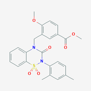 molecular formula C25H24N2O6S B2613208 3-((2-(2,4-二甲苯基)-1,1-二氧化-3-氧代-2H-苯并[e][1,2,4]噻二嗪-4(3H)-基)甲基)-4-甲氧基苯甲酸甲酯 CAS No. 941956-00-9