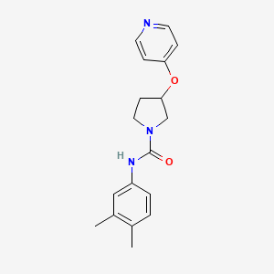 molecular formula C18H21N3O2 B2613211 N-(3,4-dimethylphenyl)-3-(pyridin-4-yloxy)pyrrolidine-1-carboxamide CAS No. 2034392-57-7