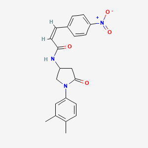molecular formula C21H21N3O4 B2613225 (Z)-N-(1-(3,4-dimethylphenyl)-5-oxopyrrolidin-3-yl)-3-(4-nitrophenyl)acrylamide CAS No. 896371-85-0