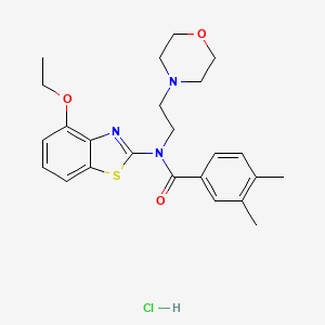 molecular formula C24H30ClN3O3S B2613235 N-(4-ethoxybenzo[d]thiazol-2-yl)-3,4-dimethyl-N-(2-morpholinoethyl)benzamide hydrochloride CAS No. 1329896-78-7