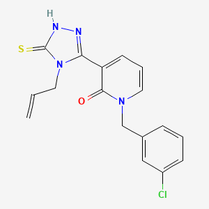 molecular formula C17H15ClN4OS B2613249 3-(4-allyl-5-sulfanyl-4H-1,2,4-triazol-3-yl)-1-(3-chlorobenzyl)-2(1H)-pyridinone CAS No. 242472-30-6