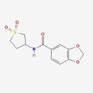 molecular formula C12H13NO5S B2613255 N-(1,1-dioxidotetrahydrothiophen-3-yl)benzo[d][1,3]dioxole-5-carboxamide CAS No. 896020-38-5