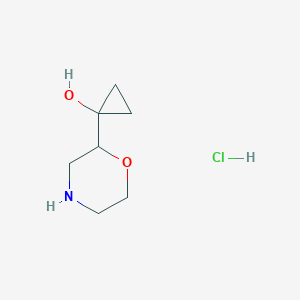 molecular formula C7H14ClNO2 B2613256 1-Morpholin-2-ylcyclopropan-1-ol;hydrochloride CAS No. 2243503-29-7