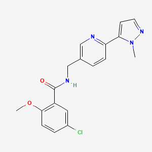 molecular formula C18H17ClN4O2 B2613259 5-chloro-2-methoxy-N-((6-(1-methyl-1H-pyrazol-5-yl)pyridin-3-yl)methyl)benzamide CAS No. 2034463-91-5