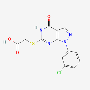 molecular formula C13H9ClN4O3S B2613260 2-((1-(3-chlorophenyl)-4-hydroxy-1H-pyrazolo[3,4-d]pyrimidin-6-yl)thio)acetic acid CAS No. 922023-60-7