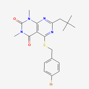 molecular formula C20H23BrN4O2S B2613262 5-((4-bromobenzyl)thio)-1,3-dimethyl-7-neopentylpyrimido[4,5-d]pyrimidine-2,4(1H,3H)-dione CAS No. 896677-44-4