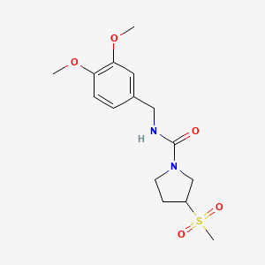 molecular formula C15H22N2O5S B2613264 N-(3,4-二甲氧基苄基)-3-(甲磺酰基)吡咯烷-1-甲酰胺 CAS No. 1706325-35-0