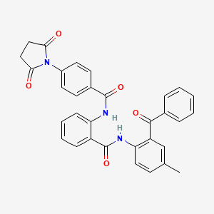 molecular formula C32H25N3O5 B2613266 N-(2-苯甲酰基-4-甲基苯基)-2-[[4-(2,5-二氧吡咯烷-1-基)苯甲酰基]氨基]苯甲酰胺 CAS No. 330200-94-7