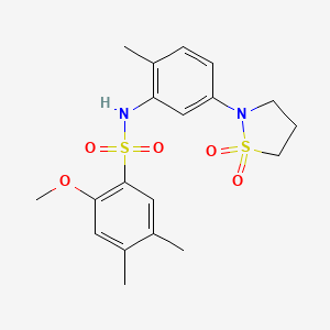 molecular formula C19H24N2O5S2 B2613269 N-(5-(1,1-二氧化异噻唑烷-2-基)-2-甲基苯基)-2-甲氧基-4,5-二甲苯磺酰胺 CAS No. 946215-44-7