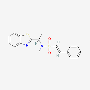 molecular formula C18H18N2O2S2 B2613276 (E)-N-[1-(1,3-benzothiazol-2-yl)ethyl]-N-methyl-2-phenylethenesulfonamide CAS No. 1281686-96-1