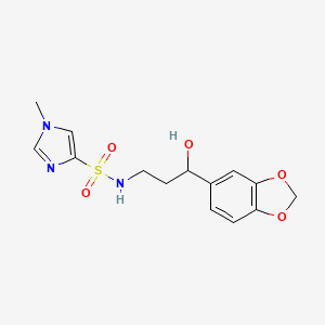 molecular formula C14H17N3O5S B2613279 N-(3-(benzo[d][1,3]dioxol-5-yl)-3-hydroxypropyl)-1-methyl-1H-imidazole-4-sulfonamide CAS No. 1448077-34-6