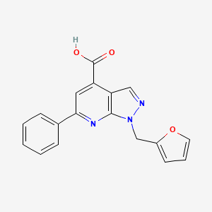 molecular formula C18H13N3O3 B2613284 1-(呋喃-2-基甲基)-6-苯基-1H-吡唑并[3,4-b]吡啶-4-羧酸 CAS No. 929974-37-8