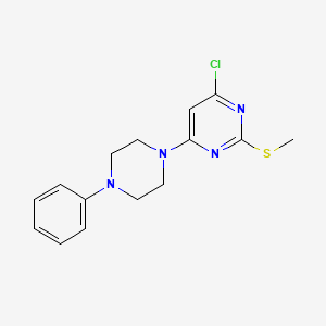 molecular formula C15H17ClN4S B2613288 4-氯-2-(甲硫基)-6-(4-苯基哌嗪-1-基)嘧啶 CAS No. 1426935-66-1