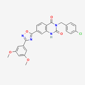 molecular formula C25H19ClN4O5 B2613289 3-(4-chlorobenzyl)-7-(3-(3,5-dimethoxyphenyl)-1,2,4-oxadiazol-5-yl)quinazoline-2,4(1H,3H)-dione CAS No. 1207016-64-5