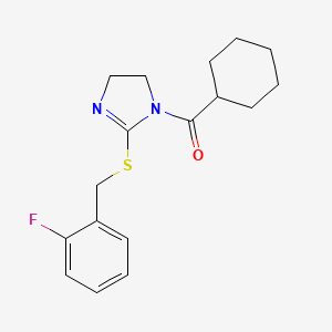 cyclohexyl(2-((2-fluorobenzyl)thio)-4,5-dihydro-1H-imidazol-1-yl)methanone