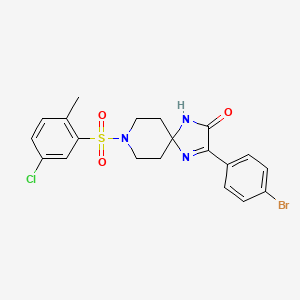 molecular formula C20H19BrClN3O3S B2613292 3-(4-Bromophenyl)-8-((5-chloro-2-methylphenyl)sulfonyl)-1,4,8-triazaspiro[4.5]dec-3-en-2-one CAS No. 1189973-90-7
