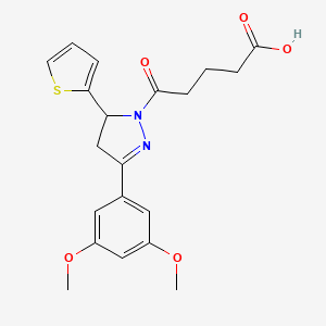 molecular formula C20H22N2O5S B2613293 5-(3-(3,5-dimethoxyphenyl)-5-(thiophen-2-yl)-4,5-dihydro-1H-pyrazol-1-yl)-5-oxopentanoic acid CAS No. 1785763-98-5